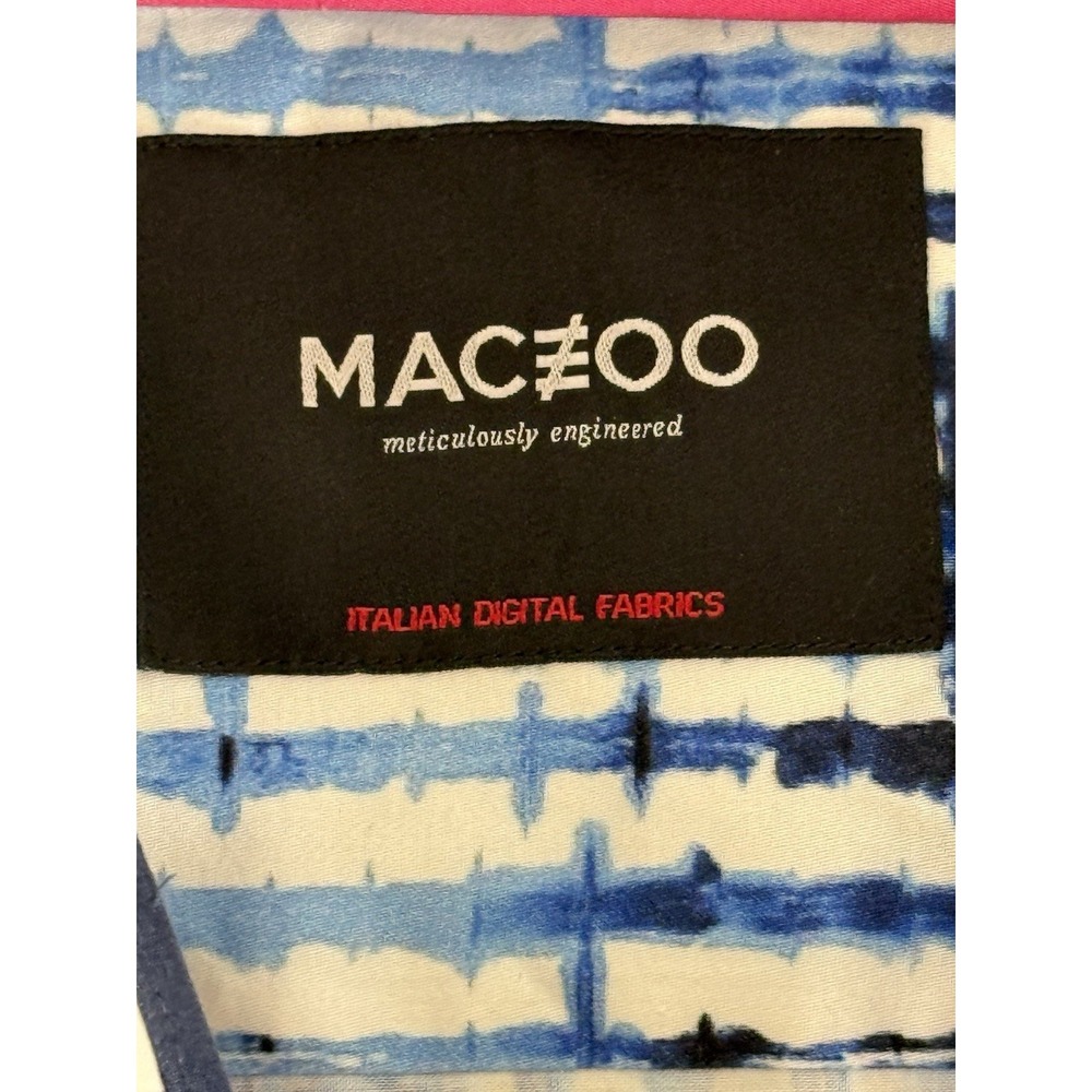 Maceoo Shirt Mens XL White Fibonacci Tie Dye Blue Long Sleeve Button Up - Picture 4 of 12